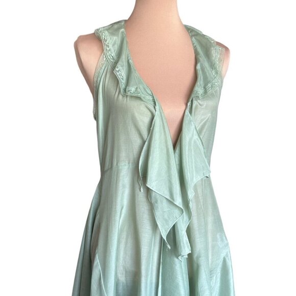 NWT SAGA Flowy Vest Duster Sz.S Mint Green Silk Lace Ruffles Fairy Romantic - Picture 3 of 16